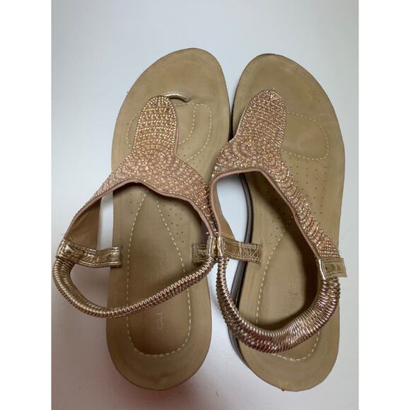 Annie Comfort Women’s Rhinestone Thong Toe Sandals Sz 9.5 Glam Peach Color - Picture 4 of 7